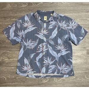 Jamaica Jaxx Mens XXL Blue Hawaiian Short Sleeve 100% Silk